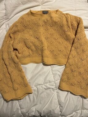 cupcakes & cashmere Cropped Cable Knit Sweater - Mustard